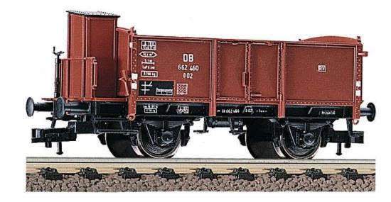 Open goods car with brakeman?s cabin type O 02<br /><a href='images/pictures/Fleischmann/5912.jpg' target='_blank'>Full size image</a>